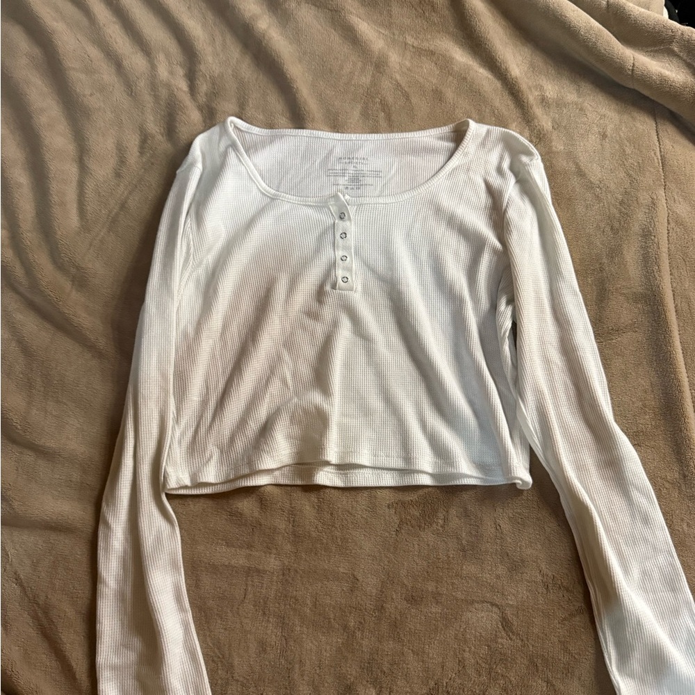 PacSun White Long Sleeve Ribbed Tee